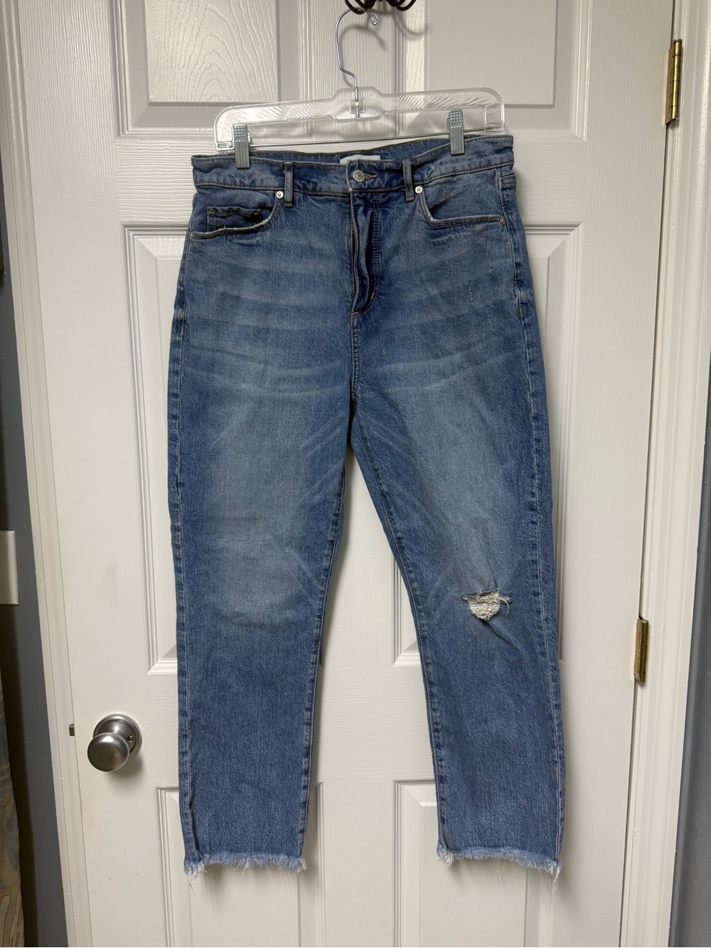 LOFT Light Blue Denim Jeans with Tan Stitching